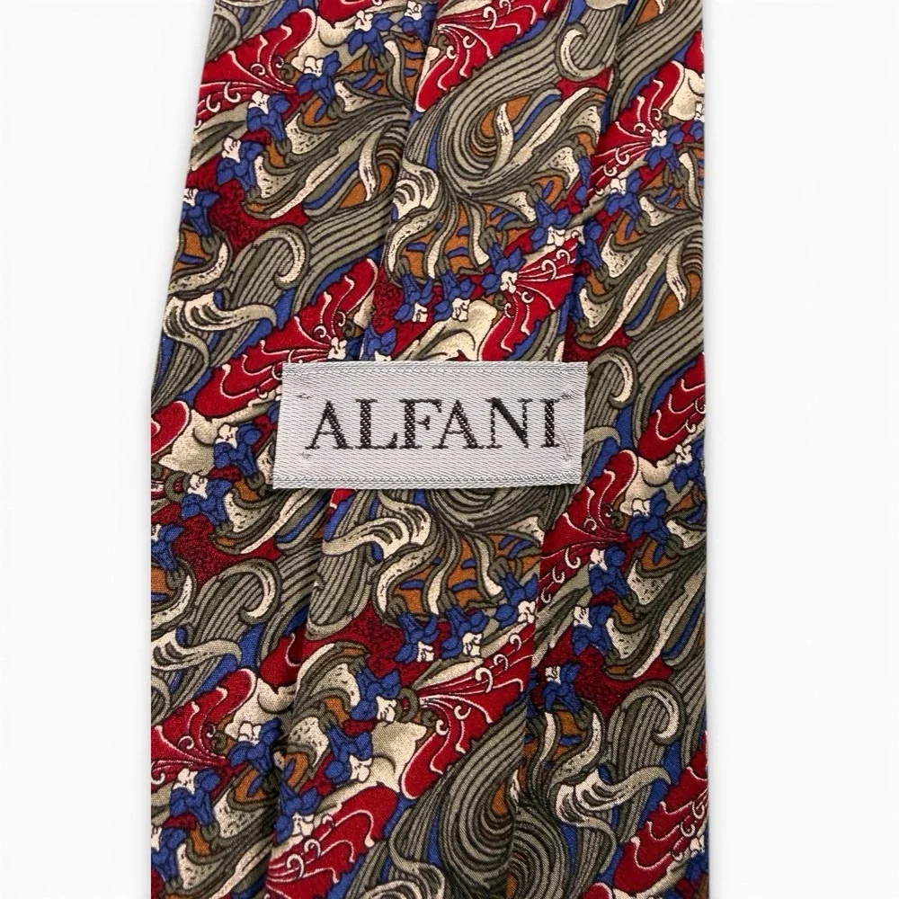 Alfani Italy Vintage Abstract Pattern Silk‎ Necktie